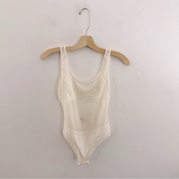 Vintage Mila Schon Bodysuit Mesh White One Piece 80s - Picture 2 of 5
